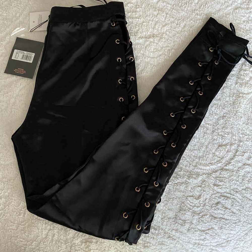 Lace Up Side Satin Pants